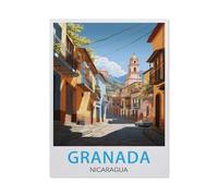 Granada Nicaragua Vintage Travel Poster，Puzzle 1000 Pieces Wood Puzzle Adult Children'S Educational Toy Family Decompression Game（75x50cm）-BE13