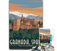 Granada, Spain - The Alhambra Wooden Puzzle 1000 Pieces, Adult Gift Idea | Jigsaw Puzzle: present for puzzle enthusiasts, tabletop activity for adults.