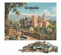 Granada Spain Travel Classic Wooden Puzzle for Adults, 300 Pieces | Piece-by-piece progress - a simple way to organise the image in spare time.