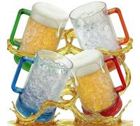 Granatan Beer Mugs with Gel Freezer 16 oz, Clear Double Walled Beer Mugs with Handles Set of 4