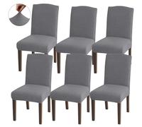 Granbest High Stretch Dining Chair Slipcovers, Universal Fit Jacquard Parson Dining Chair Covers, Removable Chair Protectors for Dining Room, Kitchen, Restaurant and Hotel (Set of 6, Light Grey)