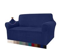 Granbest High Stretch Sofa Covers 2 Seater Super Soft Loveseat Cover Universal Couch Covers Jacquard Sofa Cover for Dogs Non Slip Furniture Protector Machine Washable (2 Seater, Navy Blue)