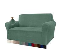 Granbest High Stretch Sofa Covers 2 Seater Super Soft Loveseat Cover Universal Couch Covers Jacquard Sofa Cover for Dogs Non Slip Furniture Protector Machine Washable (2 Seater, Matcha Green)