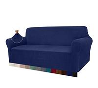 Granbest High Stretch Sofa Covers 3 Seater Super Soft Stylish Couch Covers for Dogs Pets Cats Jacquard Spandex Non Slip Sofa Slipcover for Living Room Furniture Protector (3 Seater, Navy Blue)