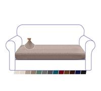 Granbest High Stretch Sofa Seat Cushion Cover Super Soft Couch Seat Cover Sofa Cushion Protector Jacquard Spandex Fabric with Elastic Bottom(3 Seater,Sand)