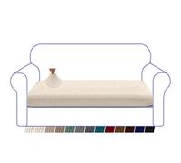 Granbest High Stretch Sofa Seat Cushion Cover Super Soft Couch Seat Cover Sofa Cushion Protector Jacquard Spandex Fabric with Elastic Bottom(3 Seater, Beige)