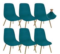 Granbest Jacquard Thickened Elastic Dining Chair Covers, Low Back Chair Slipcovers for Hotel, Banquet, Wedding, Party Decoration (Set of 6, Checks Blackish Green)