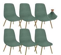 Granbest Jacquard Thickened Elastic Dining Chair Covers, Low Back Chair Slipcovers for Hotel, Banquet, Wedding, Party Decoration (Set of 6, Checks Matcha Green)