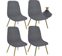 Granbest Jacquard Thickened Elastic Dining Chair Covers, Low Back Chair Slipcovers for Hotel, Banquet, Wedding, Party Decoration (Set of 4, Checks Gray)