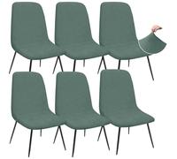 Granbest Jacquard Thickened Elastic Dining Chair Covers, Low Back Chair Slipcovers for Hotel, Banquet, Wedding, Party Decoration (Set of 6, Matcha Green)