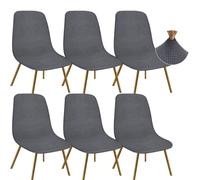 Granbest Jacquard Thickened Elastic Dining Chair Covers, Low Back Chair Slipcovers for Hotel, Banquet, Wedding, Party Decoration (Set of 6, Checks Gray)