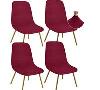 Granbest Jacquard Thickened Elastic Dining Chair Covers, Low Back Chair Slipcovers for Hotel, Banquet, Wedding, Party Decoration (Set of 4, Checks Wine Red)