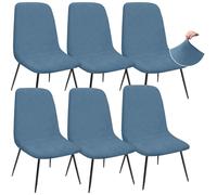 Granbest Jacquard Thickened Elastic Dining Chair Covers, Low Back Chair Slipcovers for Hotel, Banquet, Wedding, Party Decoration (Set of 6, Azure Blue)