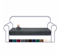Granbest Luxurious Velvet High Stretch Sofa Cushion Cover Plush Super Soft Sofa Cushion Cover Replacement Fitted Washable Sofa Cushion Covers Furniture Protector Seat Cushion Cover (3 Seater, Gray)