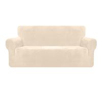 Granbest Premium Thicken Plush Velvet Sofa Cover 3 Seater High Stretch Couch Cover Super Soft Sofa Slipcover Luxury Furniture Protector for Pets and Kids (3 Seater, Beige)