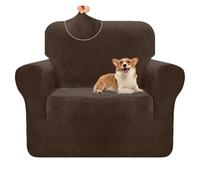 Granbest Premium Thicken Plush Velvet Sofa Cover High Stretch Couch Cover Super Soft Sofa Slipcover Luxury Furniture Protector for Pets and Kids (1 Seater, Khaki Green)