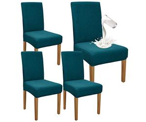 Granbest Premium Waterproof Dining Chair Covers Set of 4, Stretch High Back Chair Slipcovers for Dining Room, Washable Removable Chair Protector for Banquet, Kitchen, Party (BlackishGreen, Pack of 4)