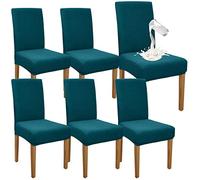 Granbest Premium Waterproof Dining Chair Covers Set of 6, Elastic High Back Chair Slipcovers for Dining Room, Washable Removable Chair Protector for Banquet, Kitchen, Party (BlackishGreen, Pack of 6)