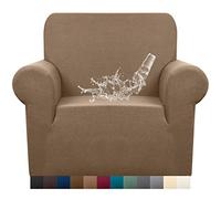 Granbest Premuim Water Repellent Armchair Covers 1 Piece Stretch Chair Slipcover for Living Room Non Slip Chair Protector Jacquard Sofa Cover 1 Seater Chair Covers (1 Seater, Khaki)