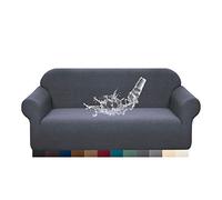 Granbest Premuim Water Repellent Sofa Covers 2 Seater 1 Piece Stretch Loveseat Sofa Covers Non Slip Love Seat Covers for Living Room Jacquard Spandex Furniture Protector (2 Seater, Grey)