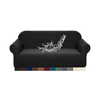 Granbest Premuim Water Repellent Sofa Covers 3 Seater High Stretch 1 Piece Couch Cover for Dogs Universal Sofa Slipcover Non Slip Furniture Protector Jacquard Spandex Fabric (3 Seater, Black)