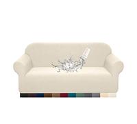 Granbest Premuim Water Repellent Sofa Covers 3 Seater High Stretch 1 Piece Couch Cover for Dogs Universal Sofa Slipcover Non Slip Furniture Protector Jacquard Spandex Fabric (3 Seater, Creamy White)