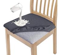 Granbest Stylish Waterproof Dining Chair Seat Covers Set of 2, High Stretch Dining Chair Seat Cushion Slipcovers Washable Seat Protector for Banquet, Kitchen, Party, Hotel (Grey, Set of 2)