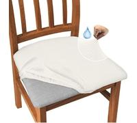 Granbest Stylish Waterproof Dining Chair Seat Covers Set of 4, High Stretch Dining Chair Seat Cushion Slipcovers Washable Seat Protector for Banquet, Kitchen, Party, Hotel (Creamy White, Set of 6)