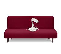 Granbest Water Repellent Futon Cover High Stretch Armless Sofa Covers Foldable Sofa Bed Covers Jacquard Futon Slipcover Waterproof Furniture Protector for Kids, Pets(Futon, Wine Red)