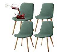 Granbest Water-repellent High Stretch Low Back Dining Chair Slipcovers, Removable Elastic Short Back Chair Covers for Home Kitchen, Hotel & Restaurant (Set of 4, Matcha Green)