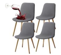 Granbest Water-repellent High Stretch Low Back Dining Chair Slipcovers, Removable Elastic Short Back Chair Covers for Home Kitchen, Hotel & Restaurant (Set of 4,Light Gray)