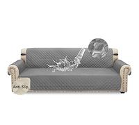 Granbest Waterproof Oversized Sofa Cover 4 Seater Non-Slip Extra Large Sofa Slipcover with Elastic Straps, Washable Sofa Protector for Kids, Pets, Dogs Four Seasons Universal (4 Seater, Light Grey)