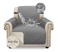 Granbest Waterproof Sofa Cover 1 Seater Non-Slip Armchair Cover with Elastic Straps, Washable Sofa Protector for Kids, Pets, Dogs, Cats Four Seasons Universal (1 Seater, Light Grey)