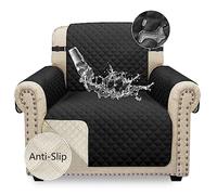 Granbest Waterproof Sofa Cover 1 Seater Non-Slip Armchair Cover with Elastic Straps, Washable Sofa Protector for Kids, Pets, Dogs, Cats Four Seasons Universal (1 Seater, Black)