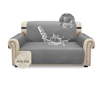 Granbest Waterproof Sofa Cover 2 Seater Non-Slip Loveseat Cover with Elastic Straps, Washable Sofa Protector for Kids, Pets, Dogs, Cats Four Seasons Universal (2 Seater, Light Grey)
