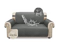 Granbest Waterproof Sofa Cover 2 Seater Non-Slip Loveseat Cover with Elastic Straps, Washable Sofa Protector for Kids, Pets, Dogs, Cats Four Seasons Universal (2 Seater, Grey)