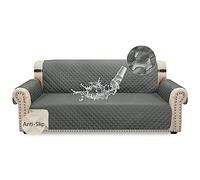 Granbest Waterproof Sofa Cover 3 Seater Non-Slip Sofa Slipcover with Elastic Straps, Washable Sofa Protector for Kids, Pets, Dogs, Cats Four Seasons Universal (3 Seater, Grey)