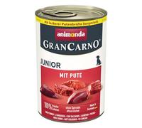GranCarno animonda Wet Dog Food with Turkey (6 x 400 g), Puppy Food Wet without Grain for Young Dogs, with Fresh Meat Ingredients, Junior Dog Food