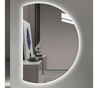 Grand 130cm LED Backlit Wall Mirror 100/120cm Frameless Anti-Fog Mirror 3 Color Options Right Semi-Circle Design Elegant Bathroom Decor 130x90cm Size