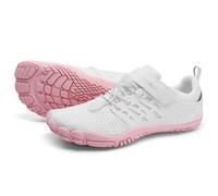 Grand Attack Barefoot Shoes Women Minimalist Zero Drop Lightweight Cross-Trainer for Wrestling Boxing Weightlifting Walking Shoes, 646/White/Pink, 8 Wide
