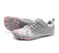 Grand Attack Barefoot Shoes Women Minimalist Zero Drop Lightweight Cross-Trainer for Wrestling Boxing Weightlifting Walking Shoes, 643/Grey/Pink, 6 Wide