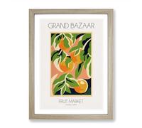 Grand Bazaar Fruit Market Exhibition 2 Framed Print for Living Room Bedroom Home Office, Wall Art Picture Ready to Hang, Oak A2 (64 x 46 cm)