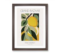 Grand Bazaar Fruit Market Exhibition 3 Framed Print for Living Room Bedroom Home Office, Wall Art Picture Ready to Hang, Walnut A2 (64 x 46 cm)