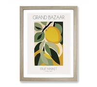 Grand Bazaar Fruit Market Exhibition 3 Framed Print for Living Room Bedroom Home Office, Wall Art Picture Ready to Hang, Oak A2 (64 x 46 cm)