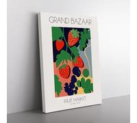 Grand Bazaar Fruit Market Exhibition 4 Canvas Wall Art Print Ready to Hang, Framed Picture for Living Room Bedroom Home Office Décor, 76x50 cm (30x20 Inch)