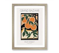 Grand Bazaar Fruit Market Exhibition 5 Framed Print for Living Room Bedroom Home Office, Wall Art Picture Ready to Hang, Oak A2 (64 x 46 cm)