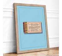 Grand Budapest Matchbox Vintage Framed Wall Art Print A1 (84.1×59.4cm) Oak, Wall Decor for Living Room, Bedroom, Office & Home, Ready to Hang, Art Gift