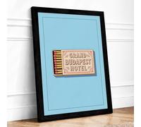 Grand Budapest Matchbox Vintage Framed Wall Art Print A4 (29.7×21cm) Black, Wall Decor for Living Room, Bedroom, Office & Home, Ready to Hang, Art Gift