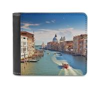 Grand Canal in Italy Leather Wallet Bifold Wallet for Men Women Rfid Blocking Bifold, Extra Capacity Ultra Strong Stitching Slim Billfold with 8 Card Slots, style, One Size
