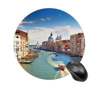Grand Canal in Italy Mouse Pad Round Laptop Mouse Mat Cute Computer Mousepad Keyboard Pad Non-Slip Desk Pads for Gaming Office Work Home